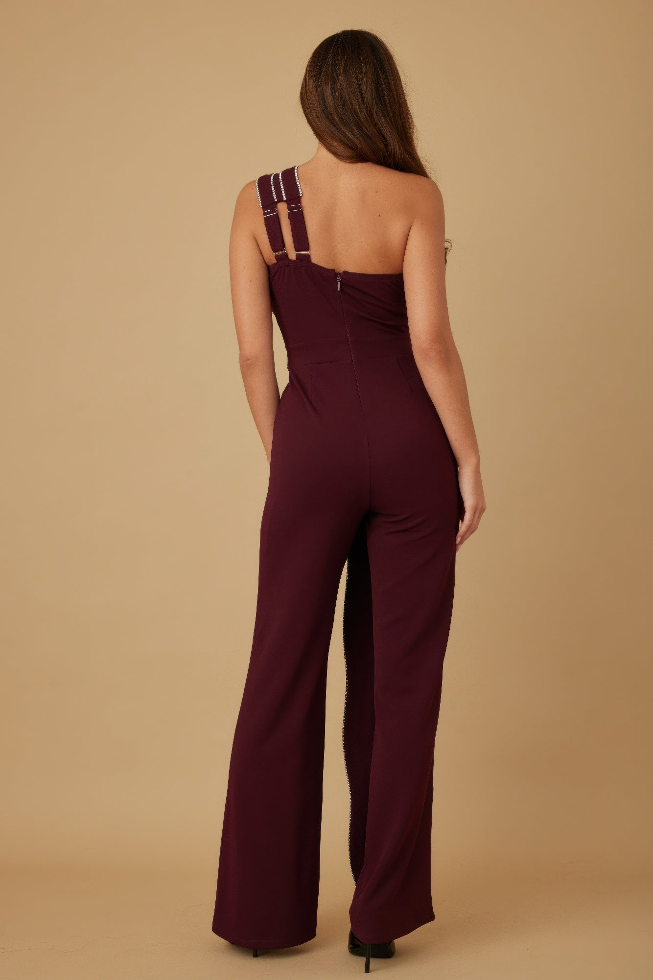 Flap Rhinestone Edge Jumpsuit