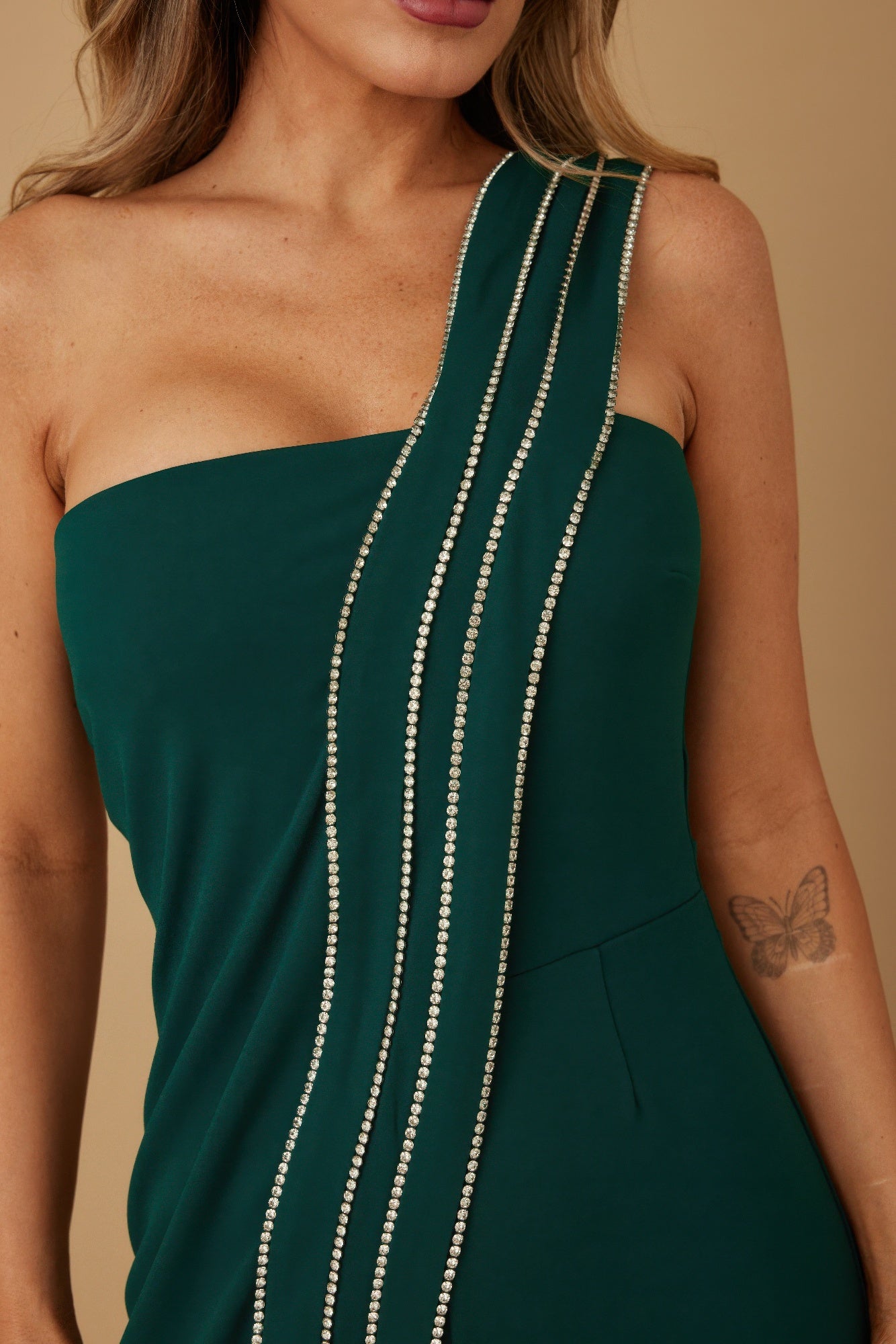Flap Rhinestone Edge Jumpsuit