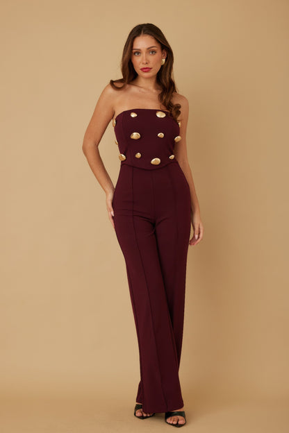 Multi Flat Mirror Stone Jumpsuit