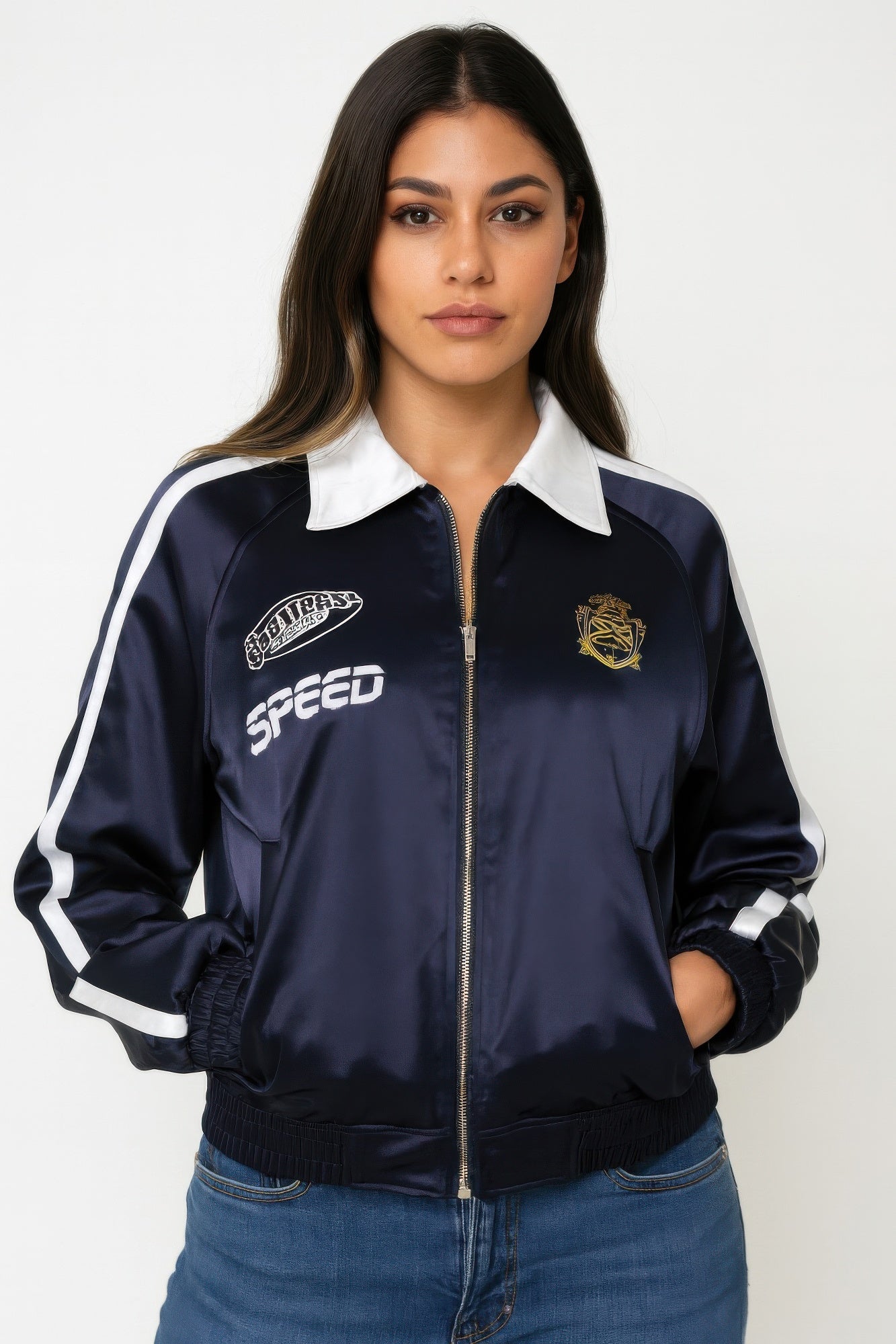 Collared Zipper Down Jacket        