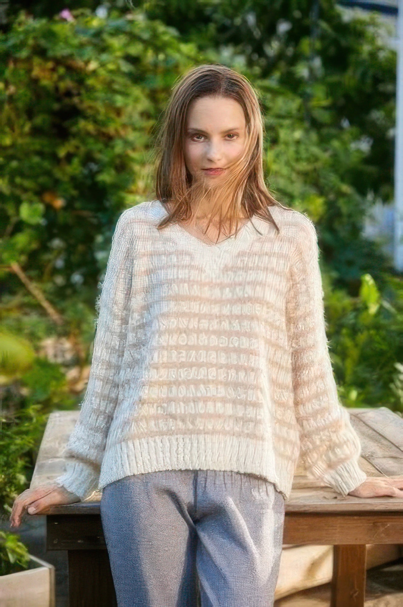 Knit Square Pattern Sweater         