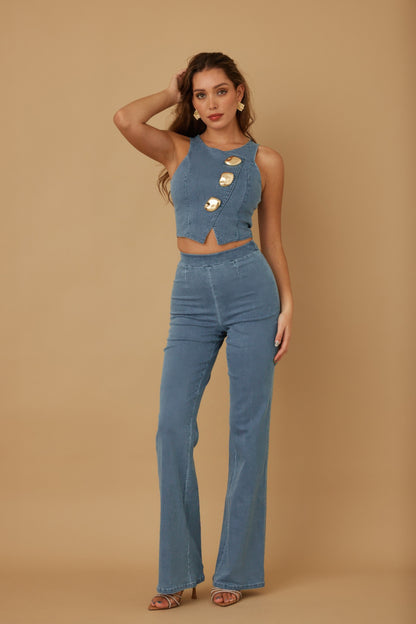 Crop Vest Casual Sets         