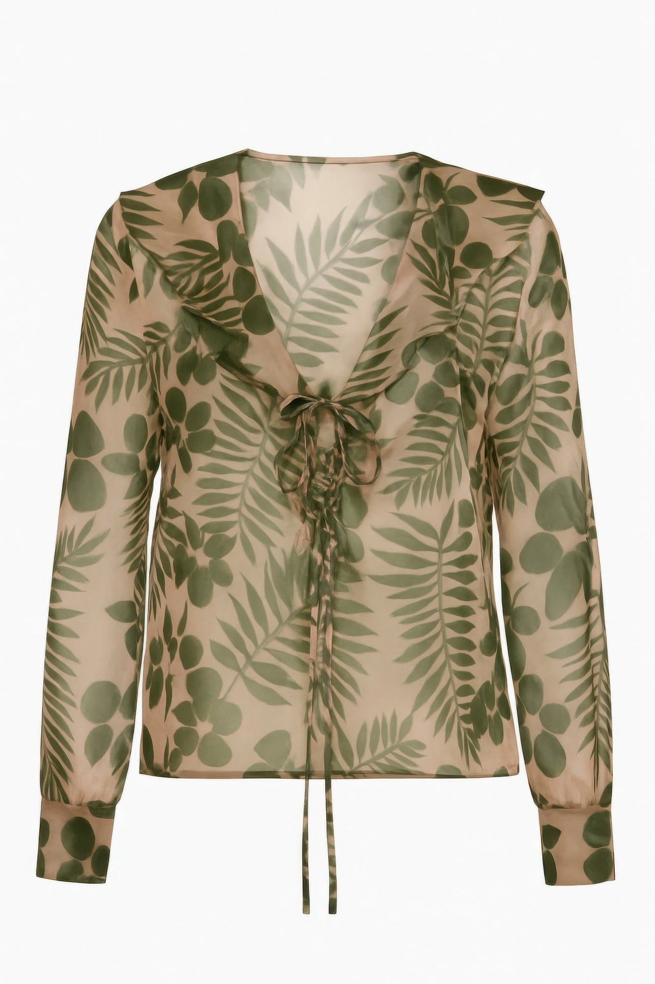 Leaf Printed Sheer Blouse      