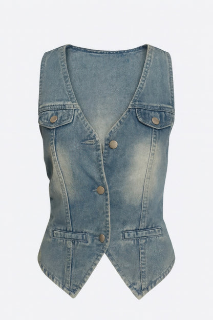Sleeveless Vest Denim Top   