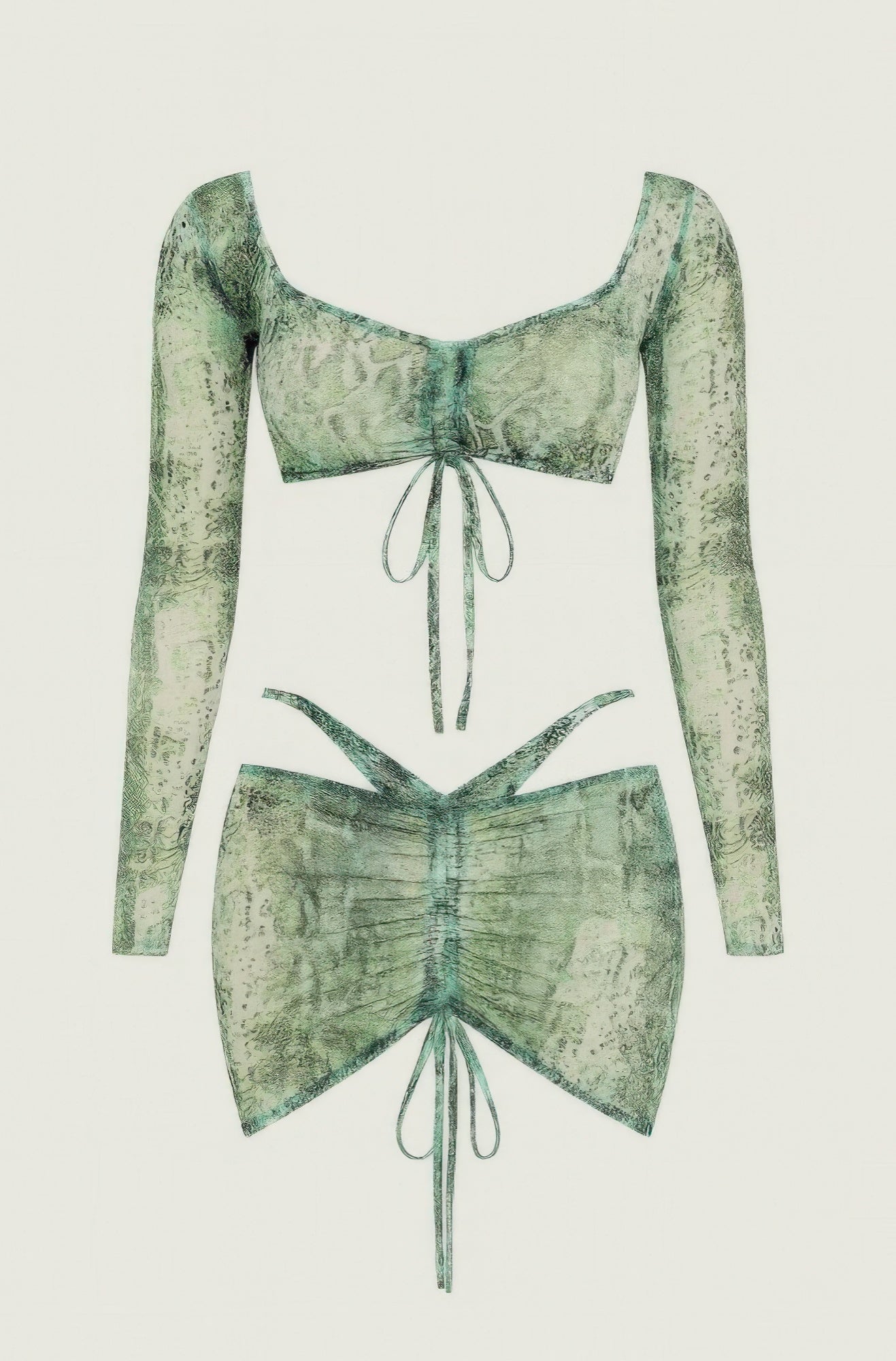 Printed Sheer Two Piece Set       