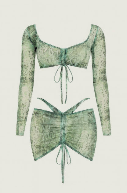 Printed Sheer Two Piece Set       