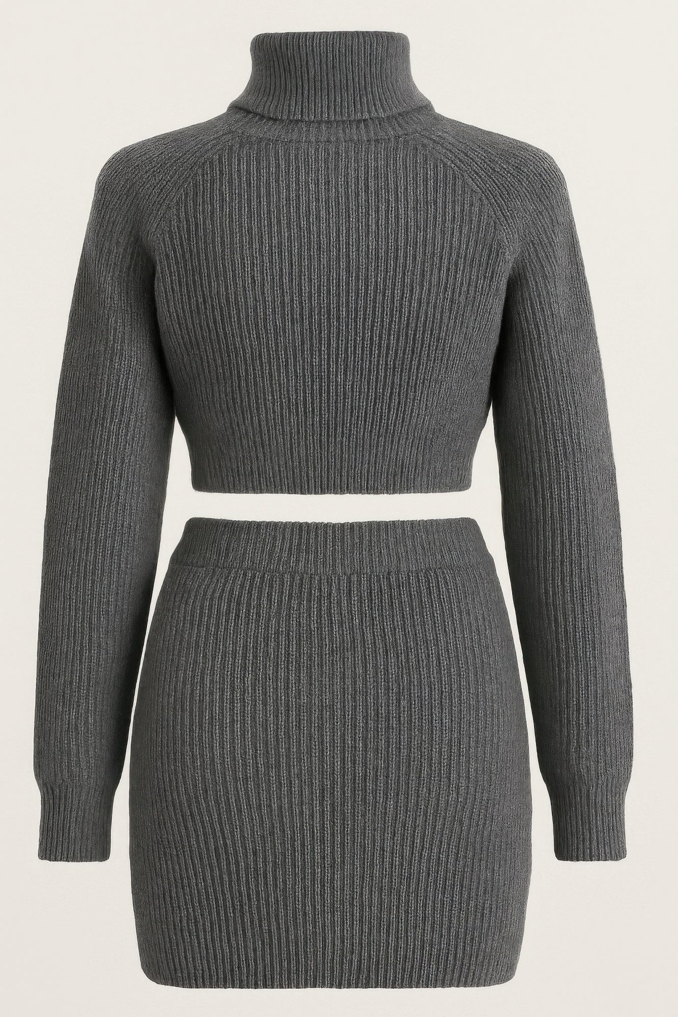 Knit Mock Neck Top And Skirt        
