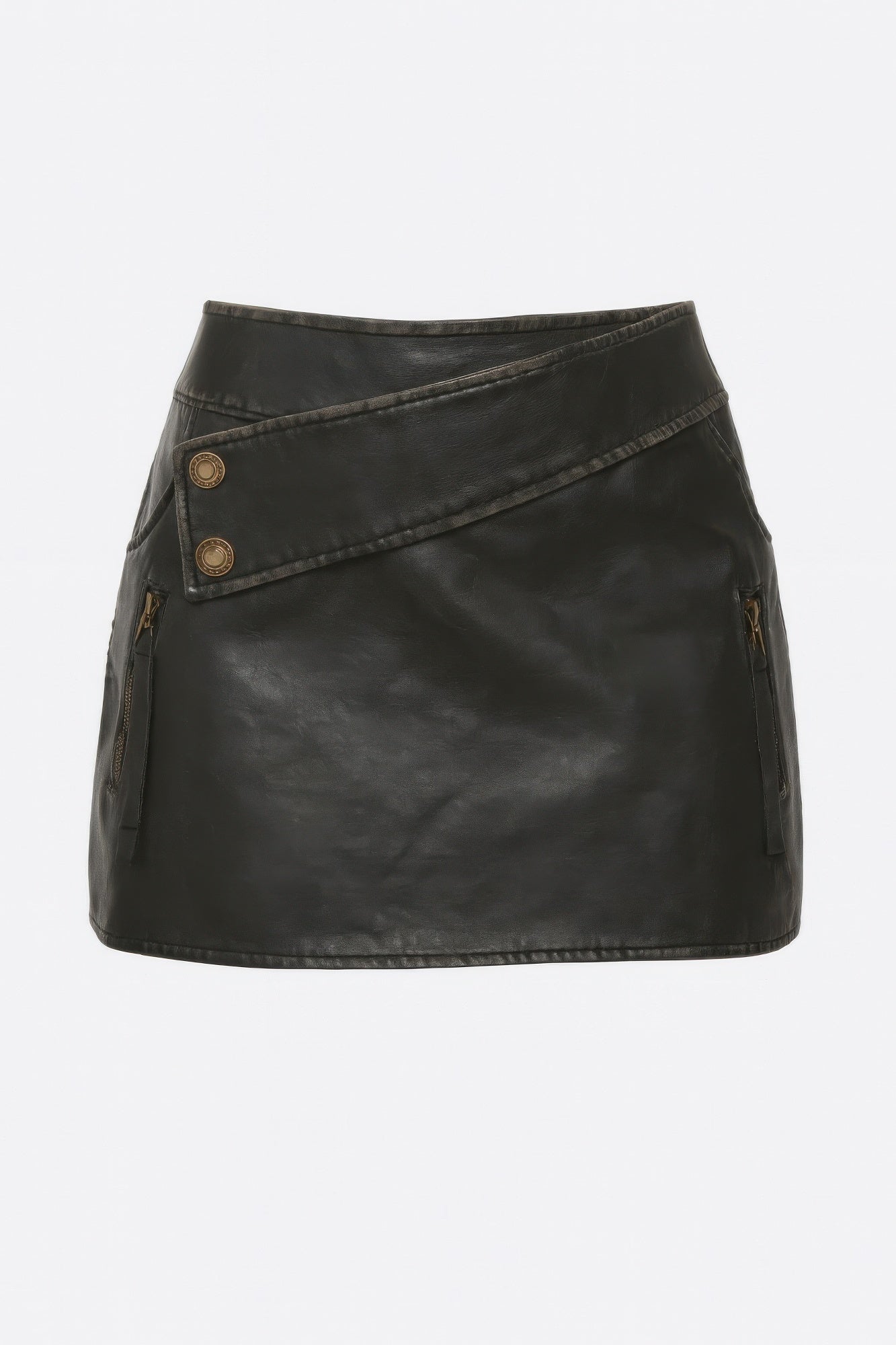 Faux Leather Strap Mini Skirt        