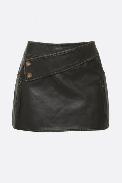 Faux Leather Strap Mini Skirt        