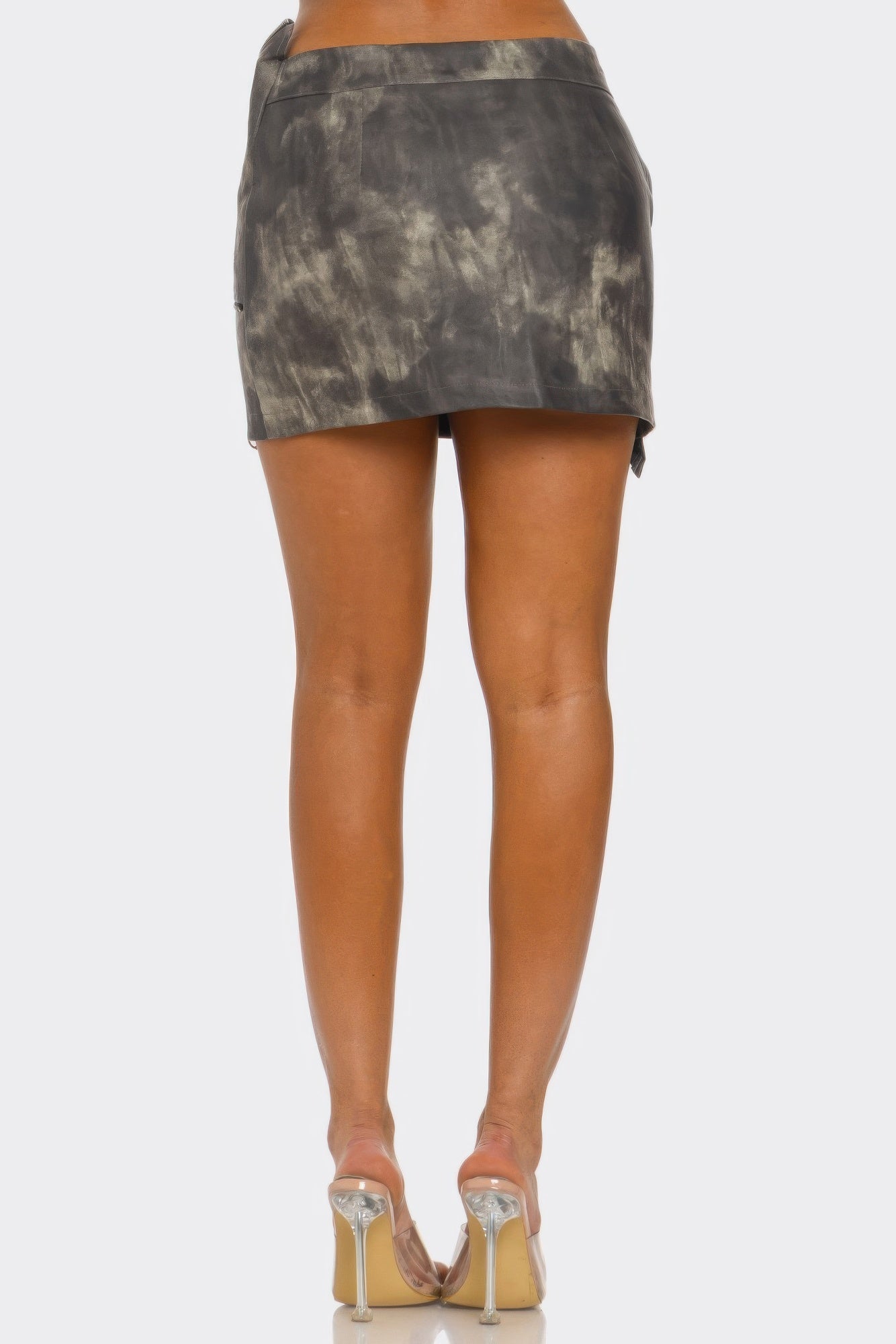 Faux Leather Strap Mini Skirt        