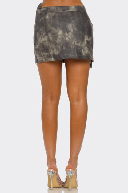 Faux Leather Strap Mini Skirt        