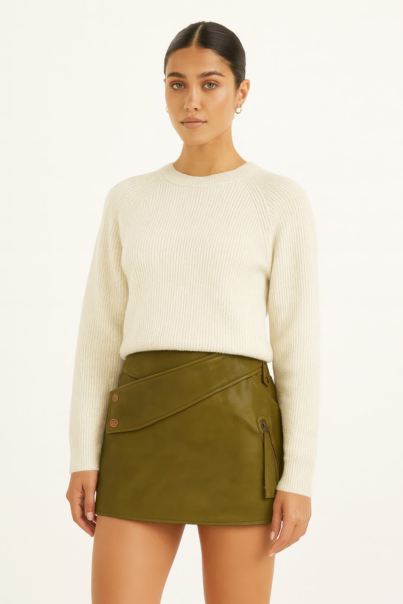 Faux Leather Strap Mini Skirt        