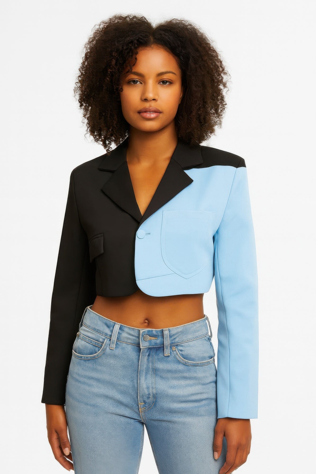 Short Color Block Blazer         
