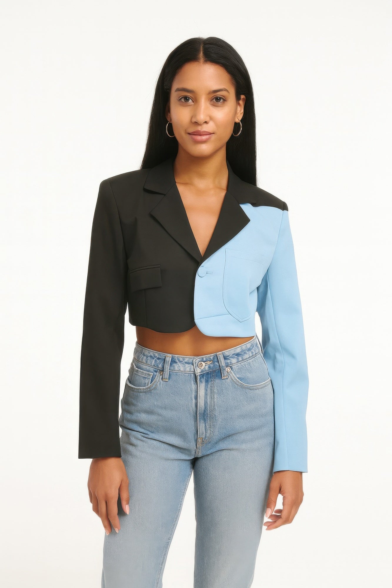 Short Color Block Blazer         
