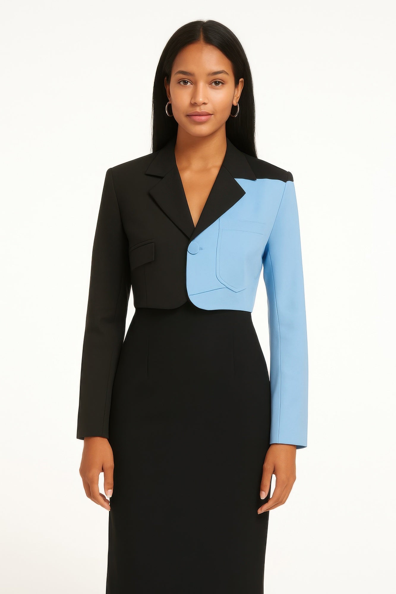 Short Color Block Blazer         