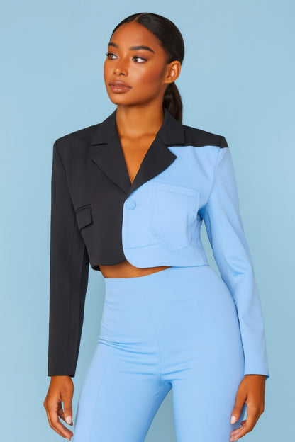 Short Color Block Blazer         