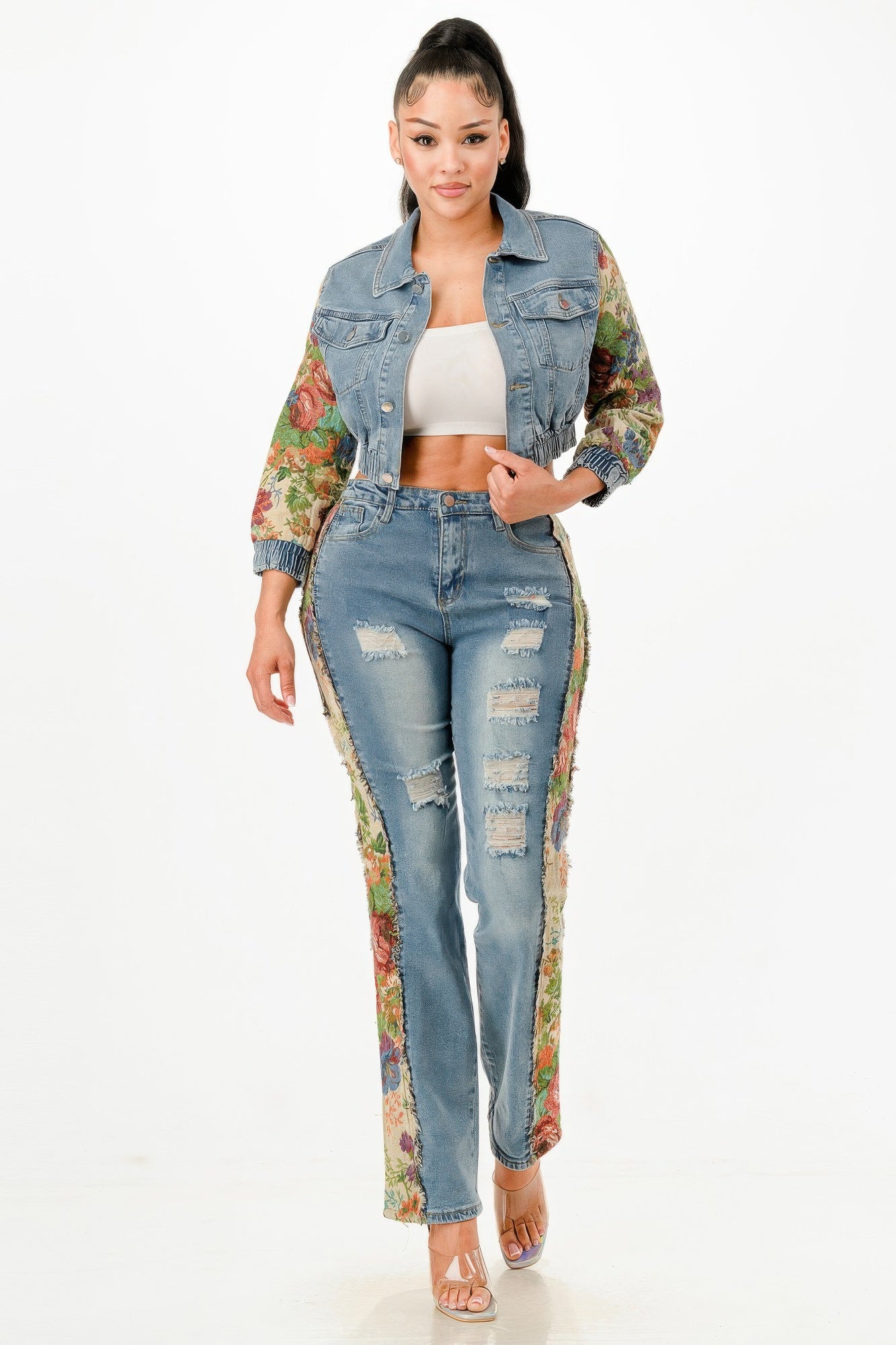 Tapestry Contrast Denim Set         