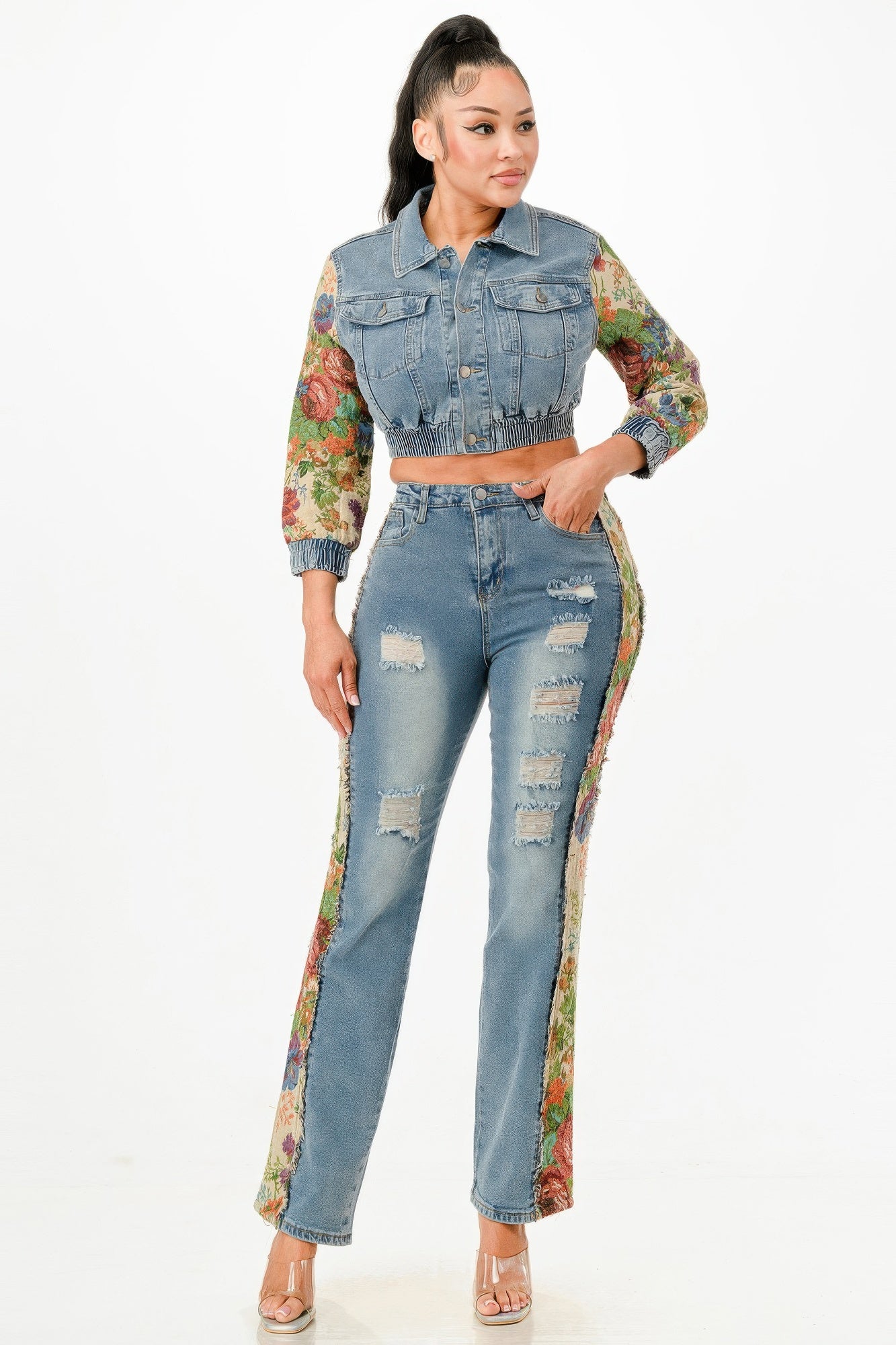 Tapestry Contrast Denim Set         