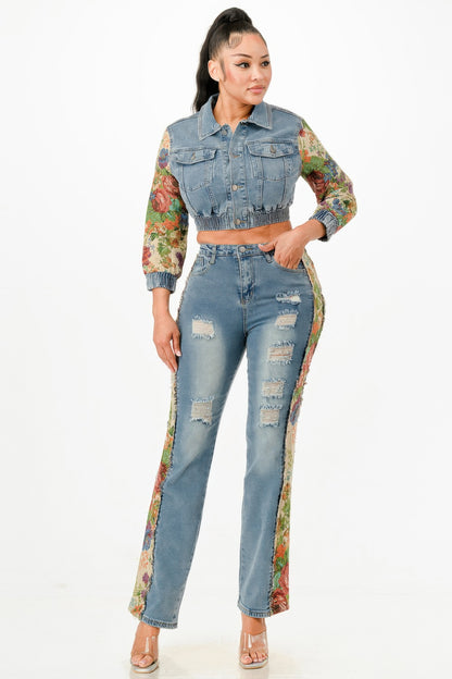 Tapestry Contrast Denim Set         