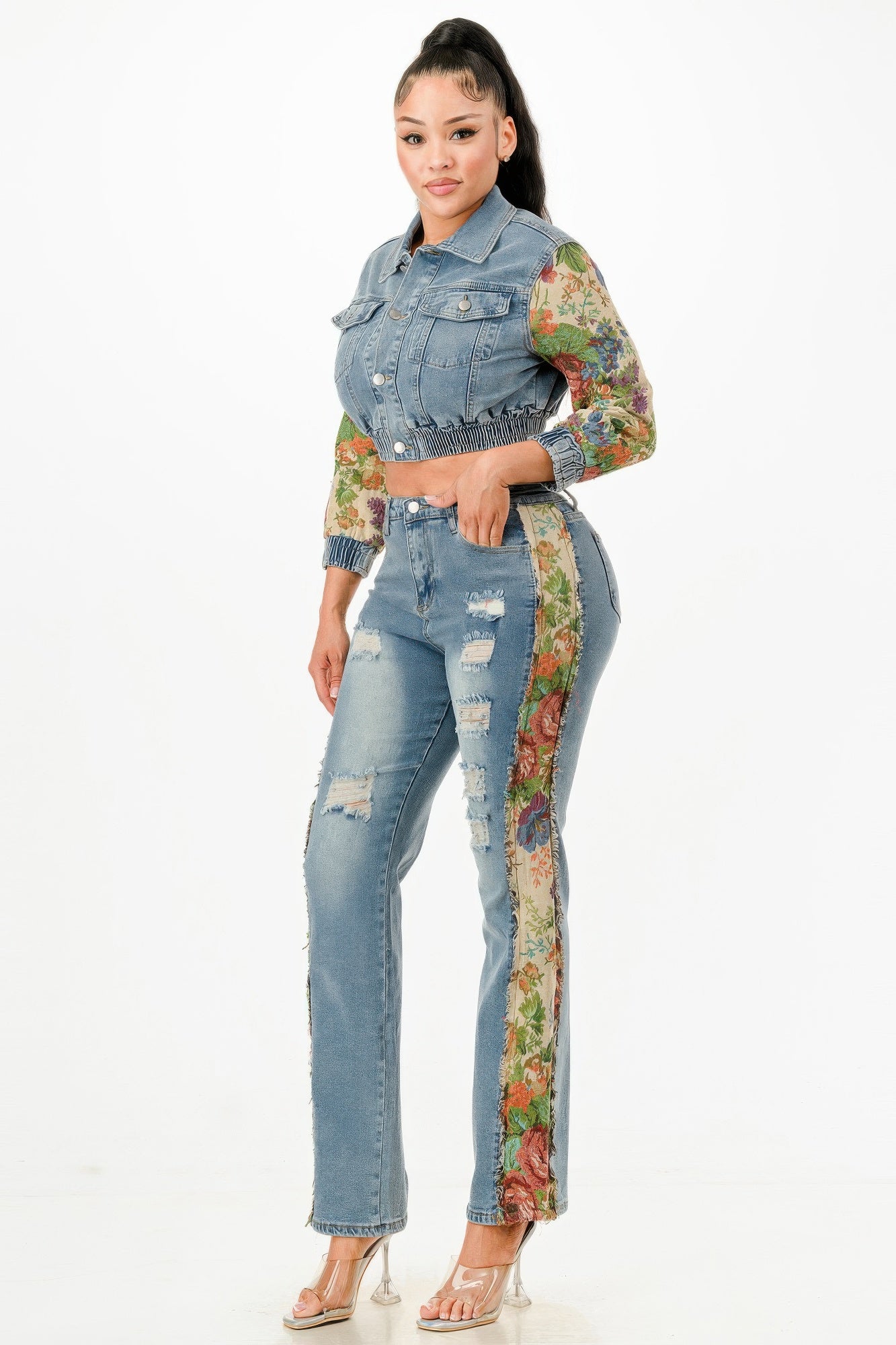 Tapestry Contrast Denim Set         