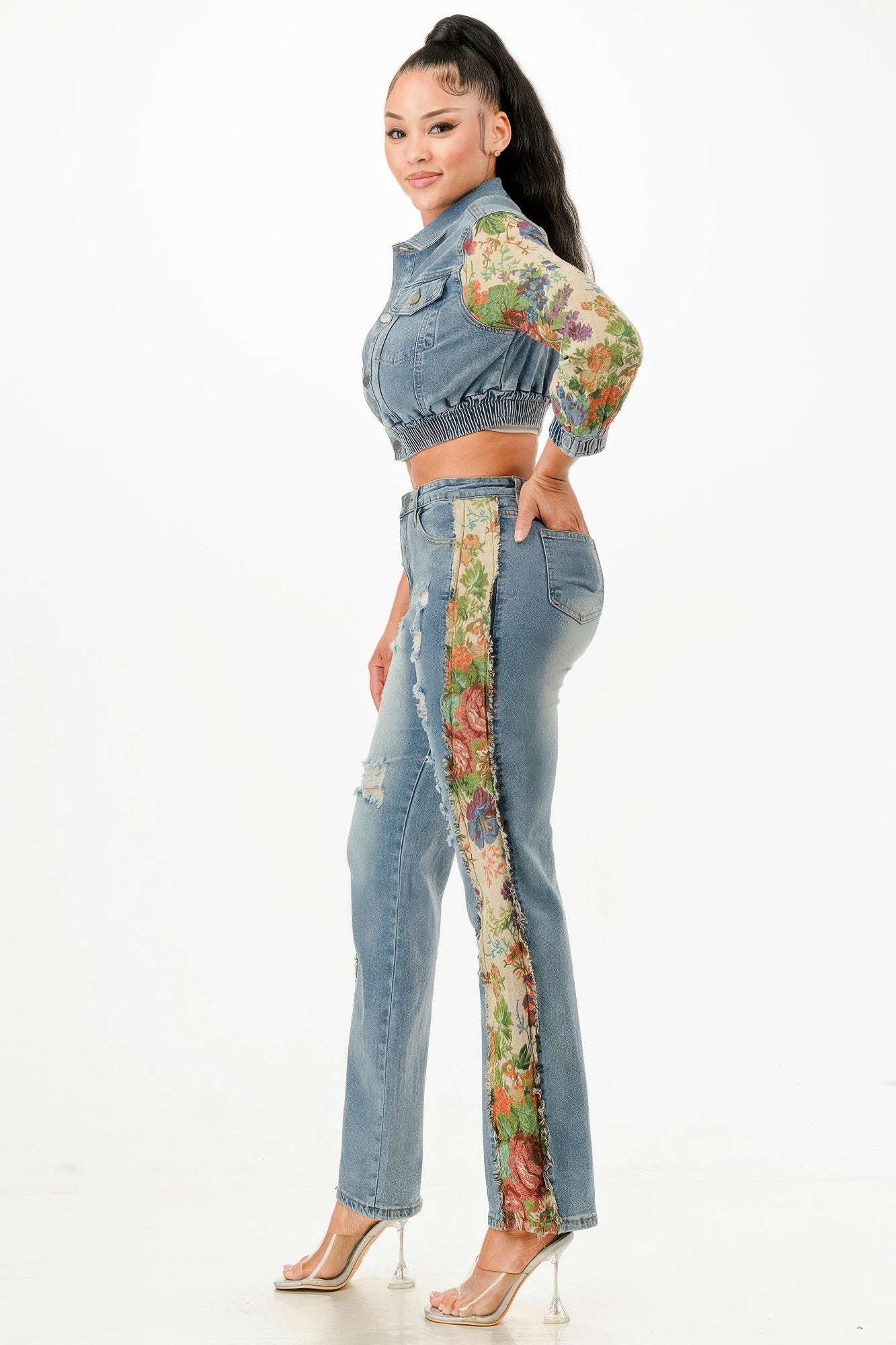 Tapestry Contrast Denim Set         