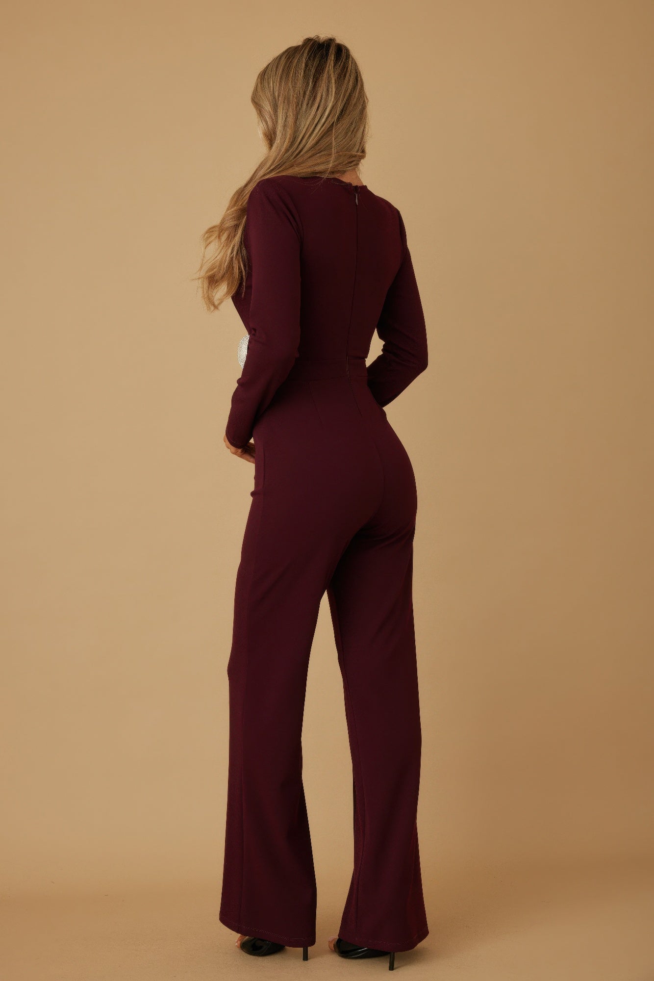 Oval Crystal Stone Wrap Jumpsuit           