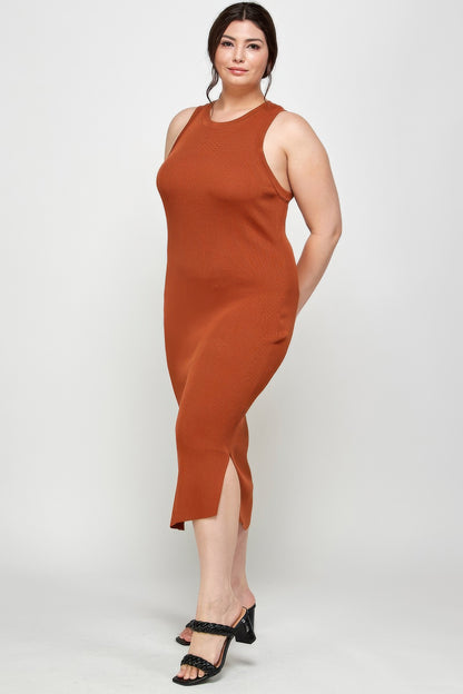 Plus Size Stretchy Racer Back Midi Dress