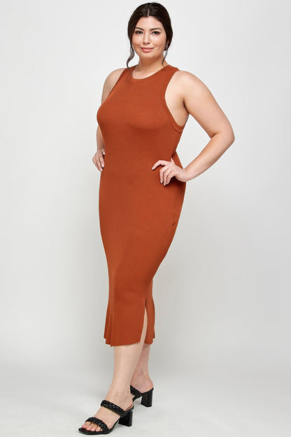Plus Size Stretchy Racer Back Midi Dress