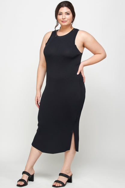 Plus Size Stretchy Racer Back Midi Dress