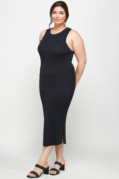 Plus Size Stretchy Racer Back Midi Dress
