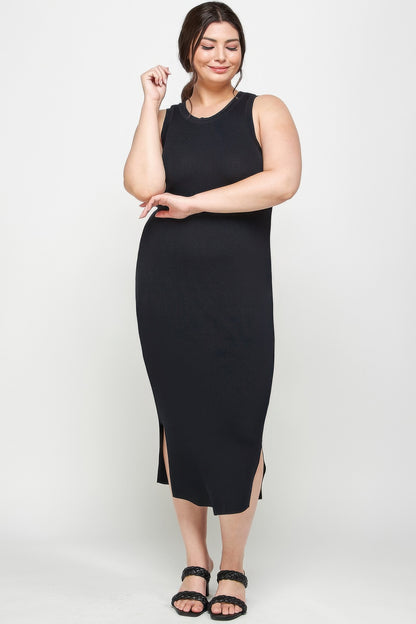 Plus Size Stretchy Racer Back Midi Dress