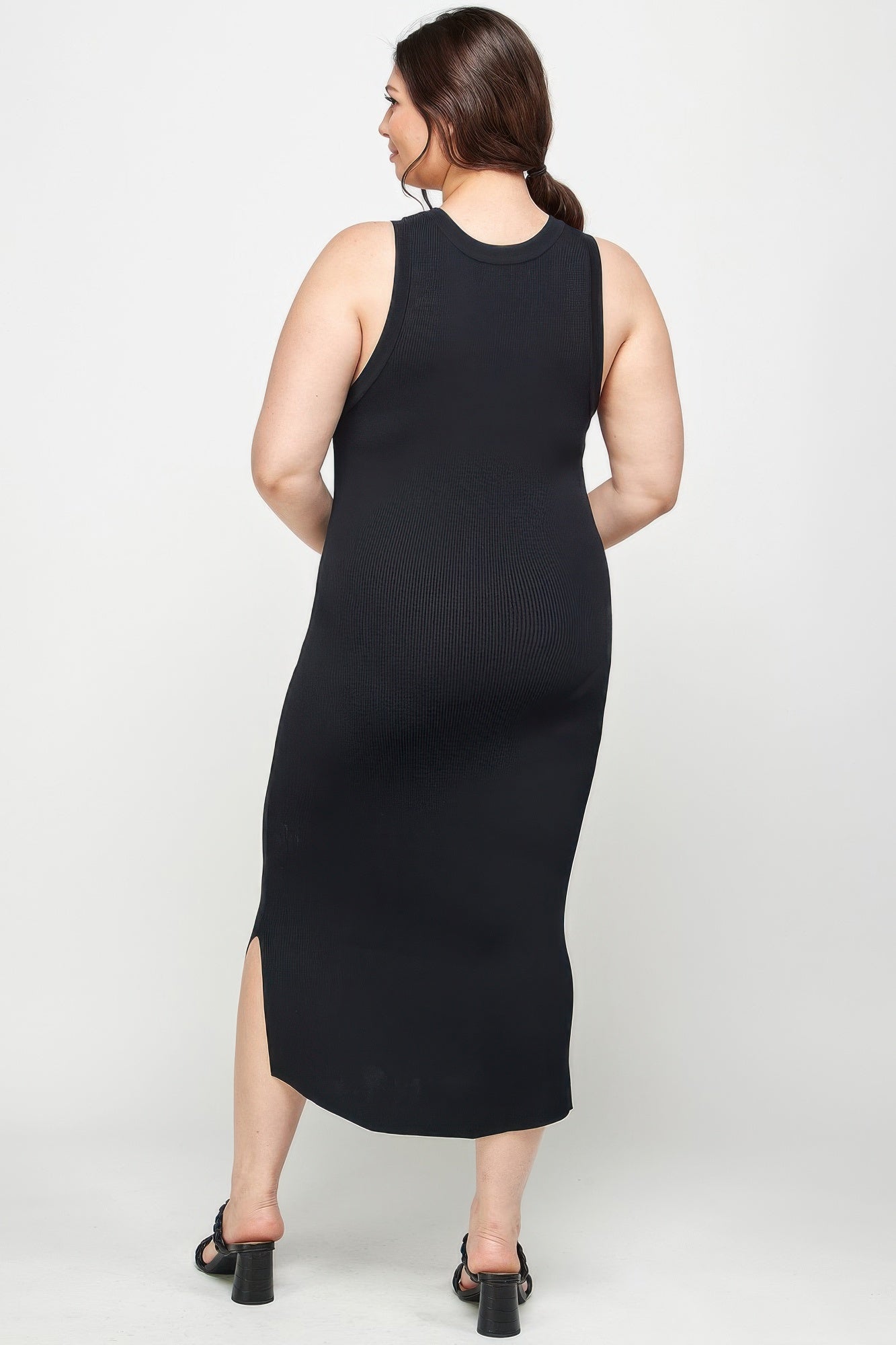Plus Size Stretchy Racer Back Midi Dress