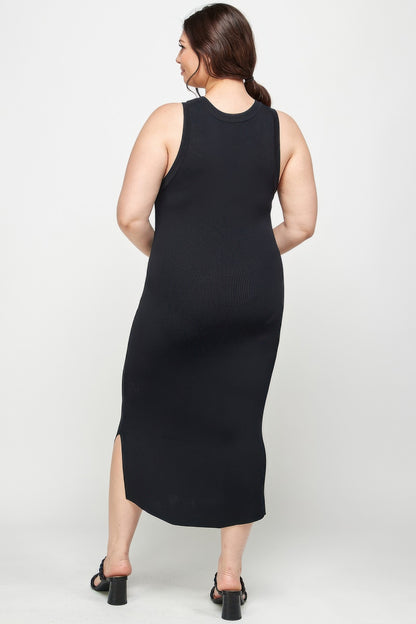 Plus Size Stretchy Racer Back Midi Dress