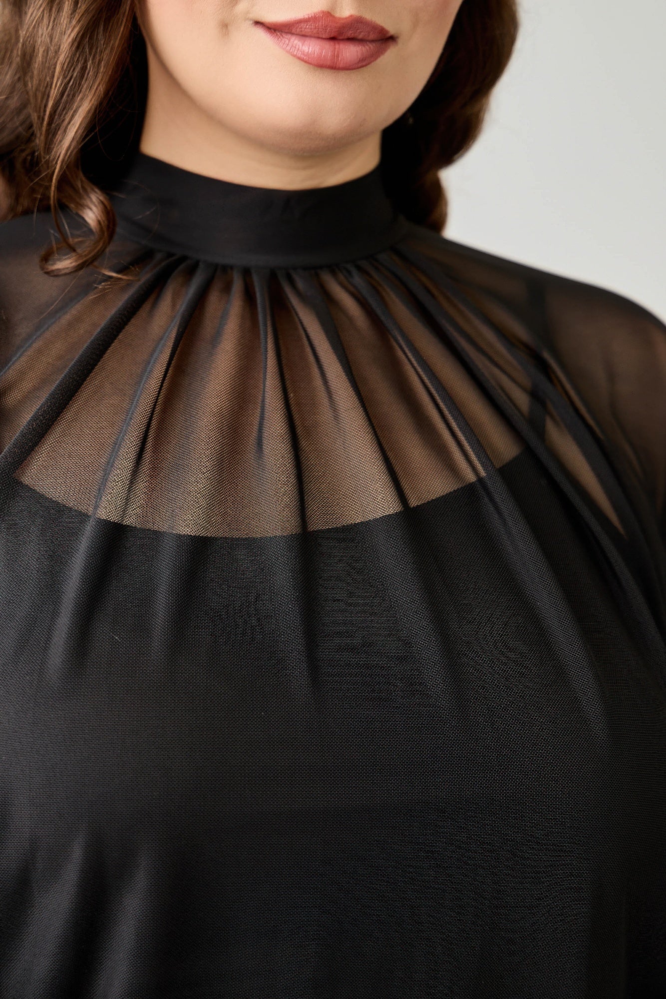 Plus Size Draped Mesh Top With Tank