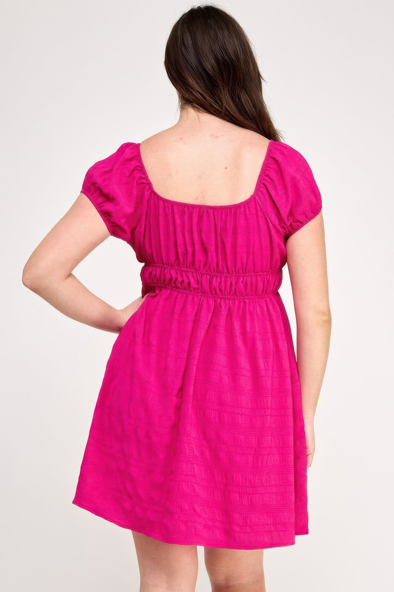 Plus Size Babydoll Bubble Check Dress