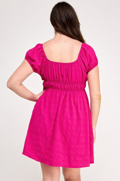 Plus Size Babydoll Bubble Check Dress