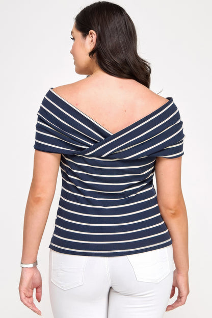 Plus Size Ots Knit Ribbed Striped Top