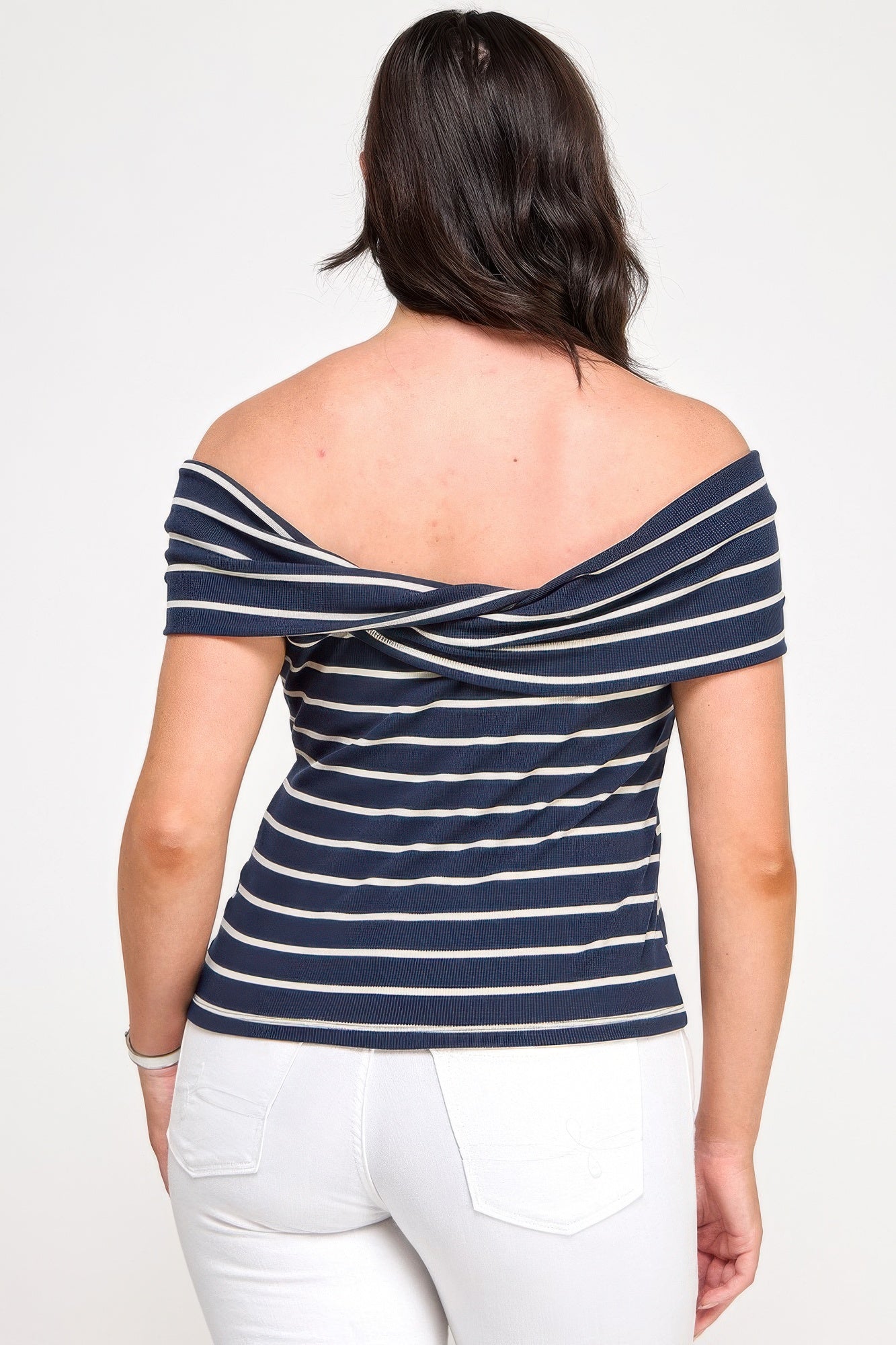 Plus Size Ots Knit Ribbed Striped Top
