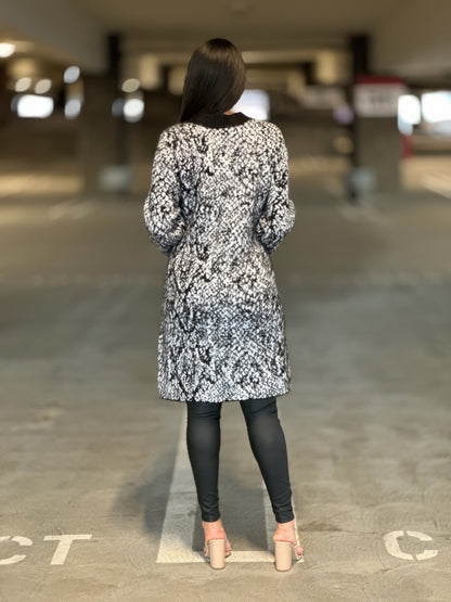 Big Button-down Long Sleeve Snake Print Cardigan