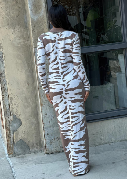 Animal Print Sweater Dress Body Con