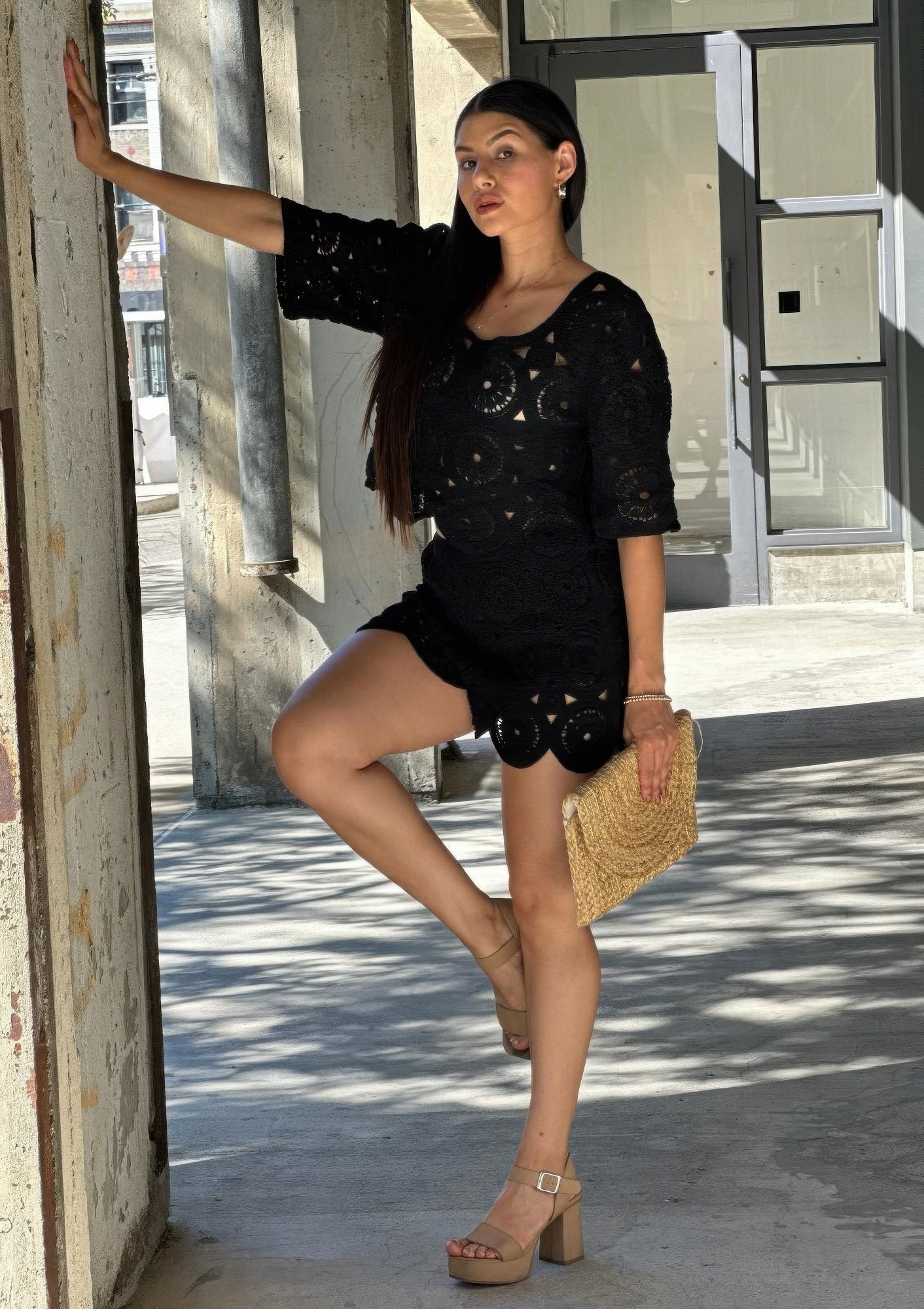 Boho Crochet Lace Crop Top & Line Short Set