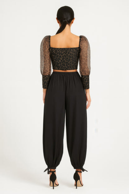 Sheer Leopard Print Crop Top