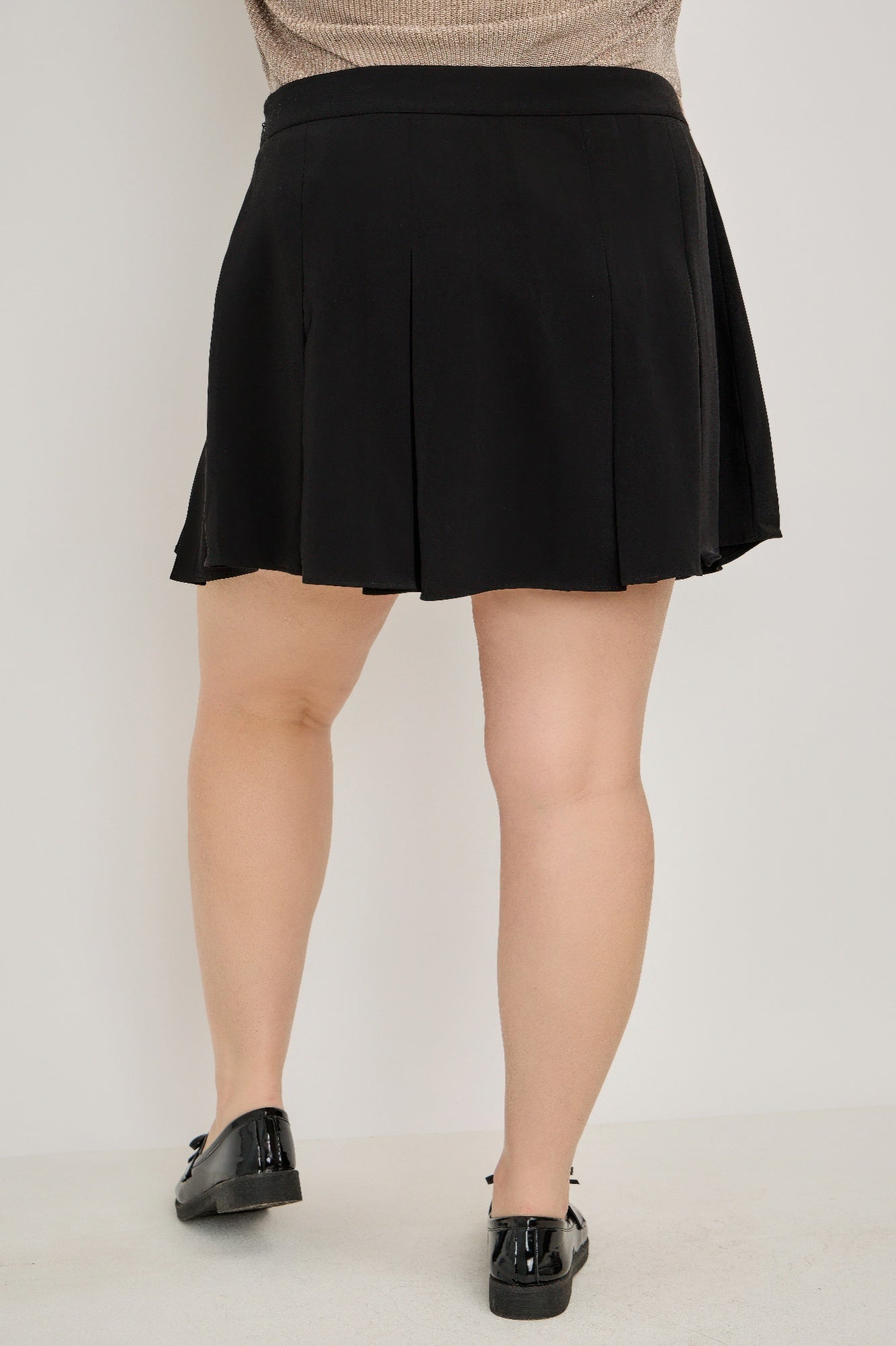 Plus Size Gold Accent Pleated Mini Skirt           
