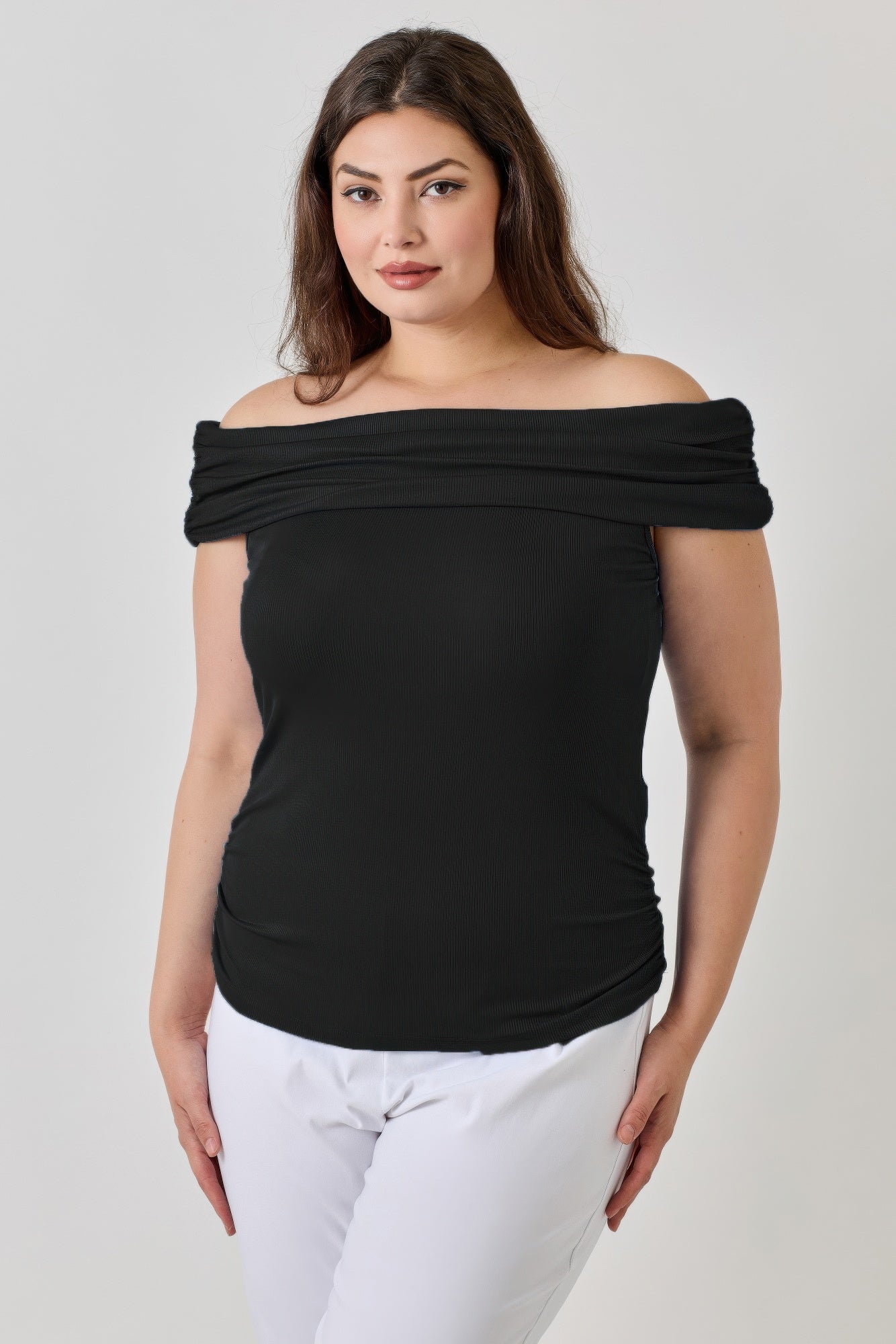 Plus Size Ots 2x1 Knit Rib Top         