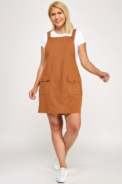 Plus Size Corduroy Overall Dress       
