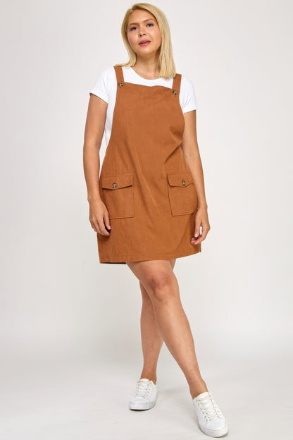 Plus Size Corduroy Overall Dress       