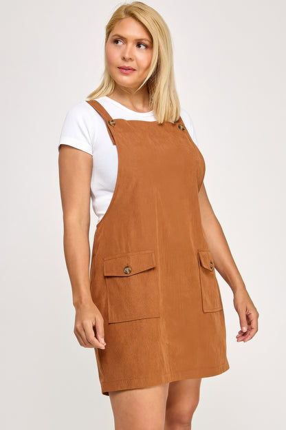 Plus Size Corduroy Overall Dress       