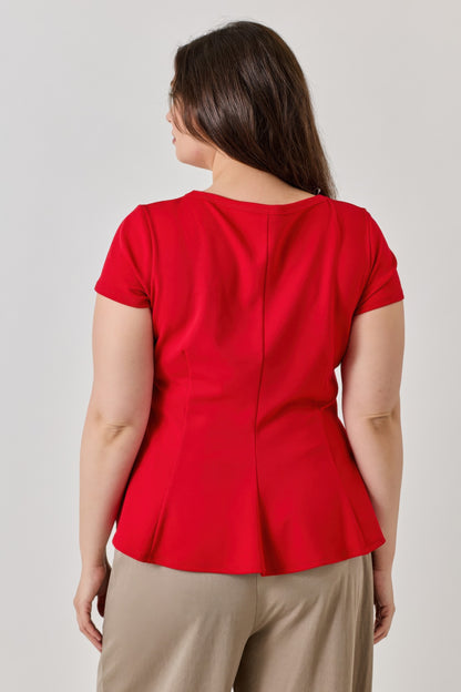 Plus Size Ss Scuba Crepe Peplum Top            