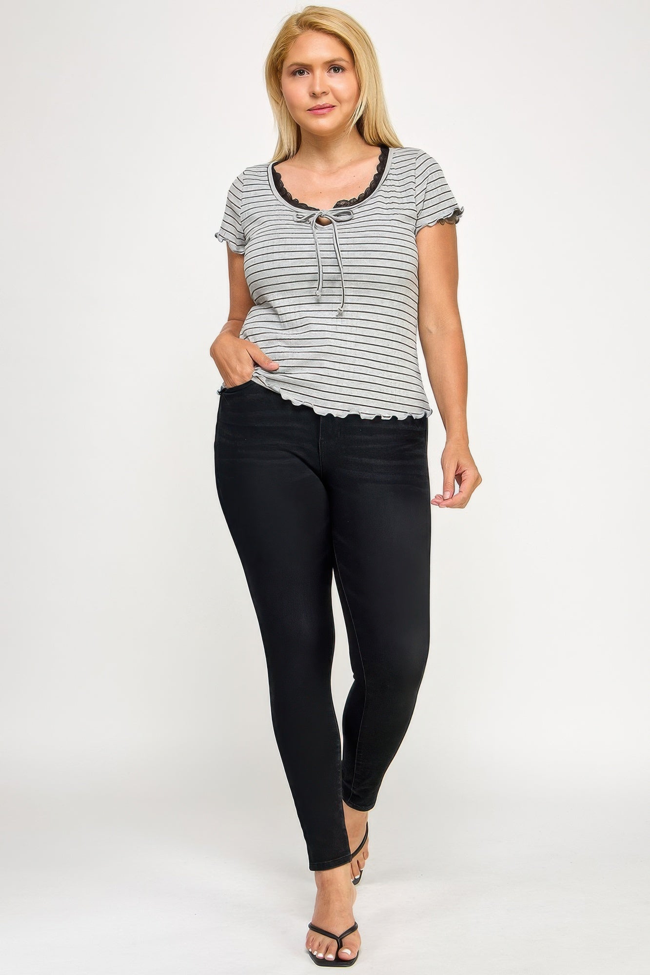 Plus Size Curly Merrow Tie Front Top      