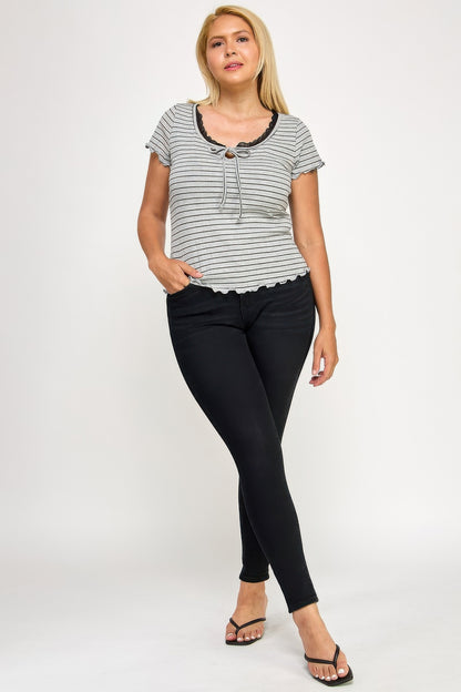 Plus Size Curly Merrow Tie Front Top      